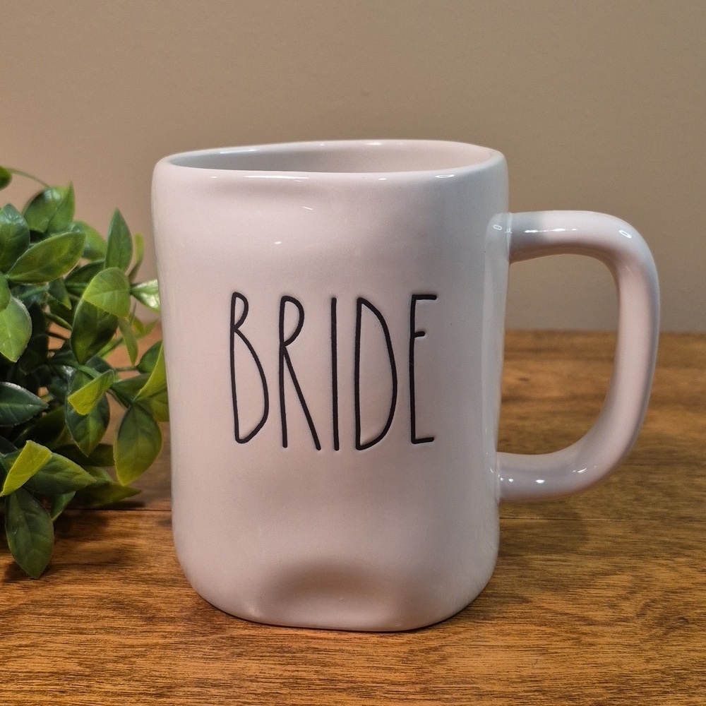 RAE DUNN 'BRIDE' Artisan Collection White Ceramic Mug Black Lettering